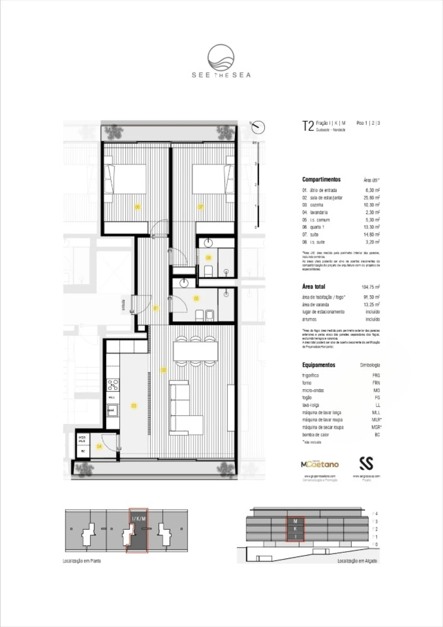 Apartamento T2 para Venda em Canidelo Planta 1