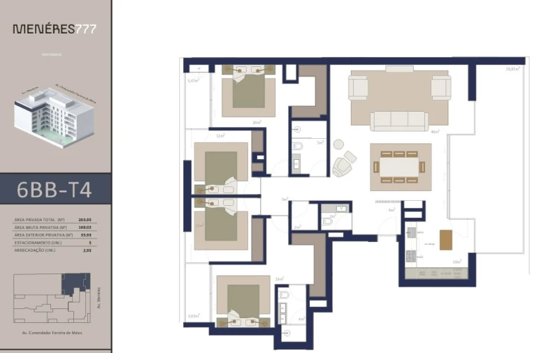Apartamento T4 para Venda em Matosinhos e Leça da Palmeira Planta 1