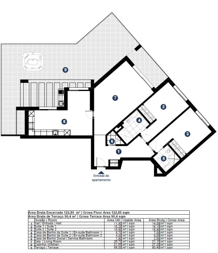 Apartamento T2 para Venda em Portimão Planta 1