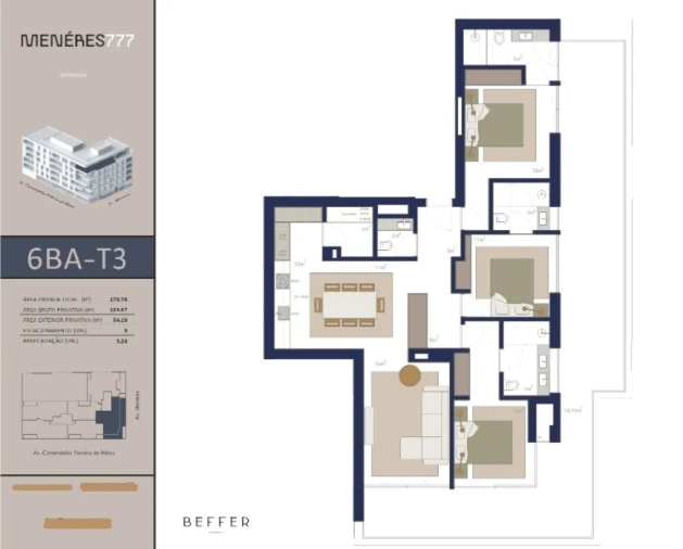 Apartamento T3 para Venda em Matosinhos e Leça da Palmeira Planta 1