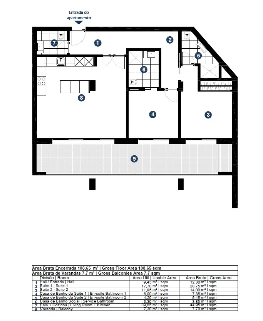 Apartamento T2 para Venda em Portimão Planta 1
