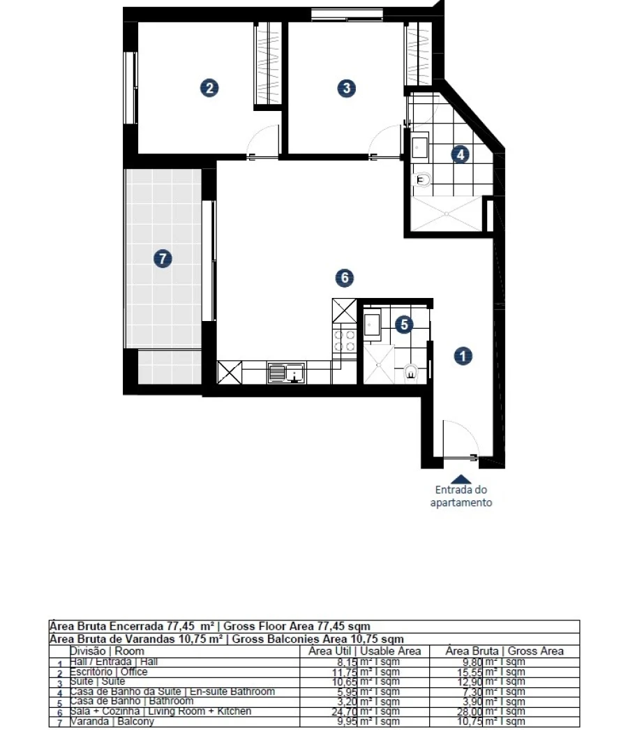 Apartamento T1 para Venda em Portimão Planta 1