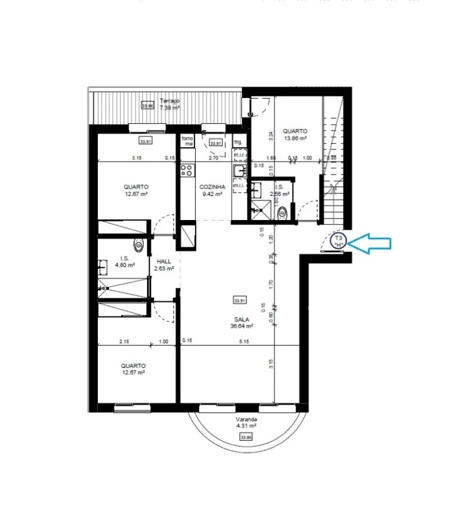 Apartamento T3 para Venda em Tavira (Santa Maria e Santiago) Planta 1