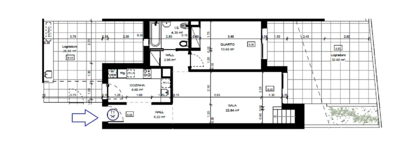 Apartamento T1 para Venda em Conceição e Cabanas de Tavira Planta 1