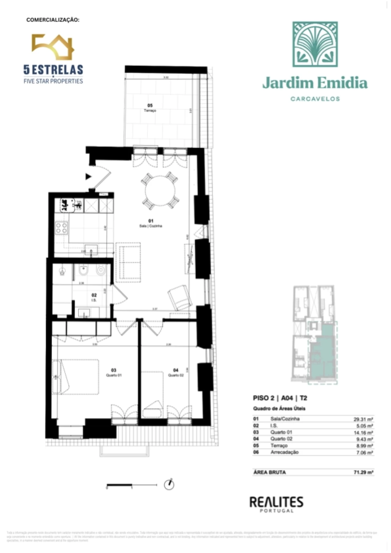 Apartamento T2 para Venda em Carcavelos e Parede Foto 6