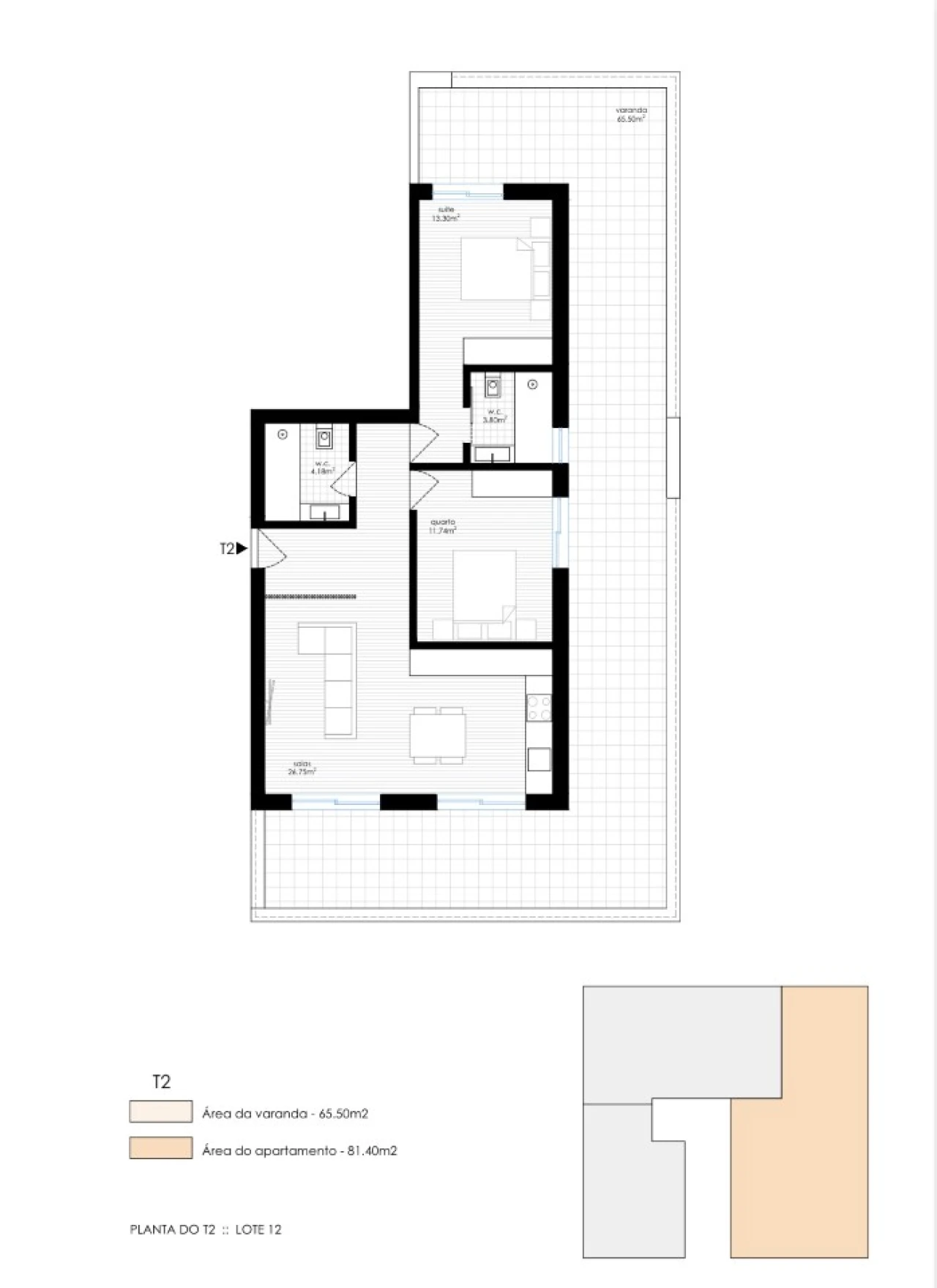 Apartamento T2 para Venda em Portimão Planta 2