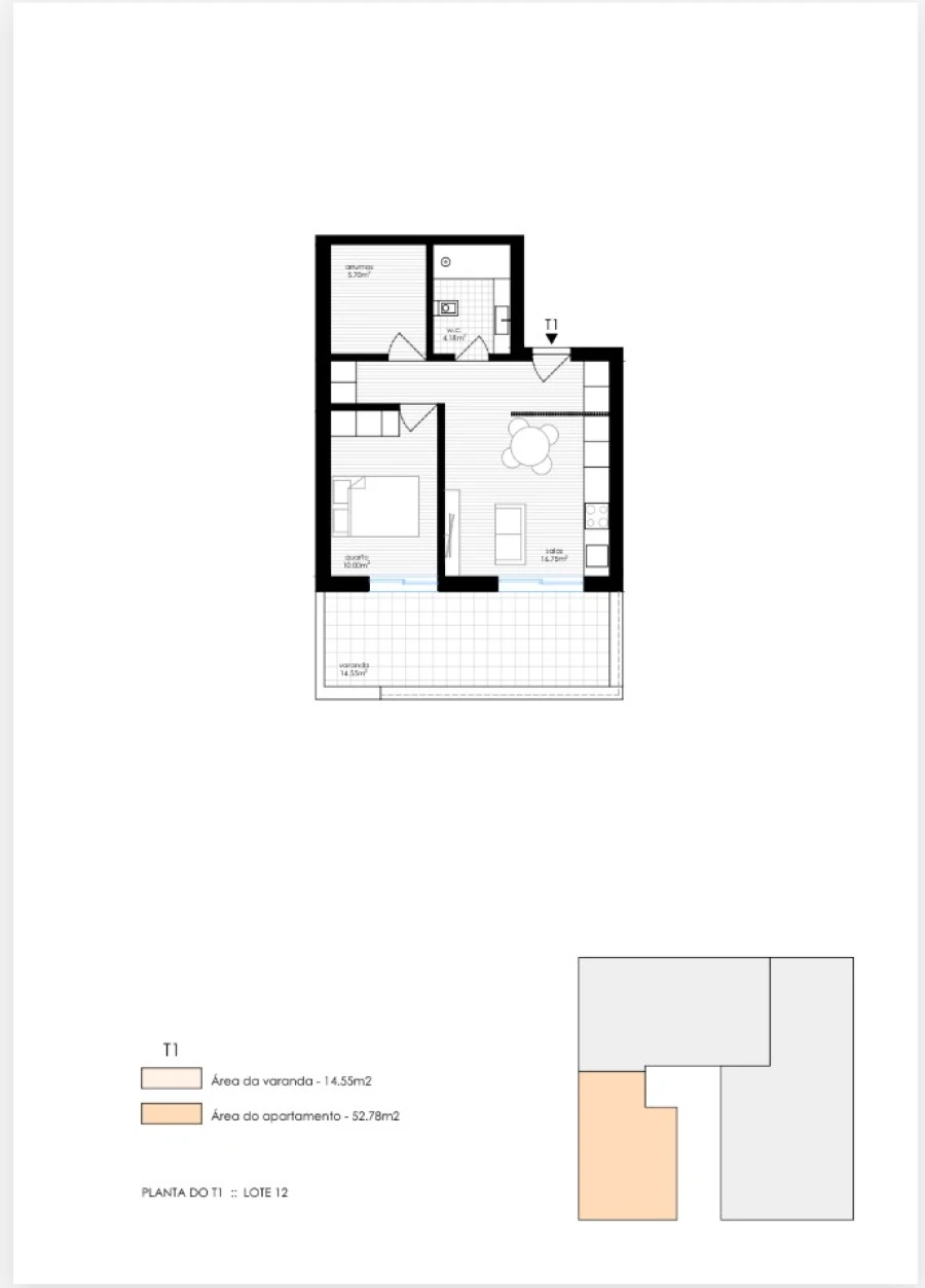 Apartamento T1 para Venda em Portimão Planta 1