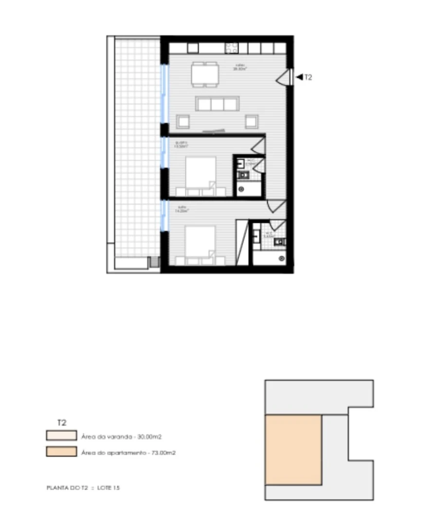 Apartamento T2 para Venda em Portimão Planta 1