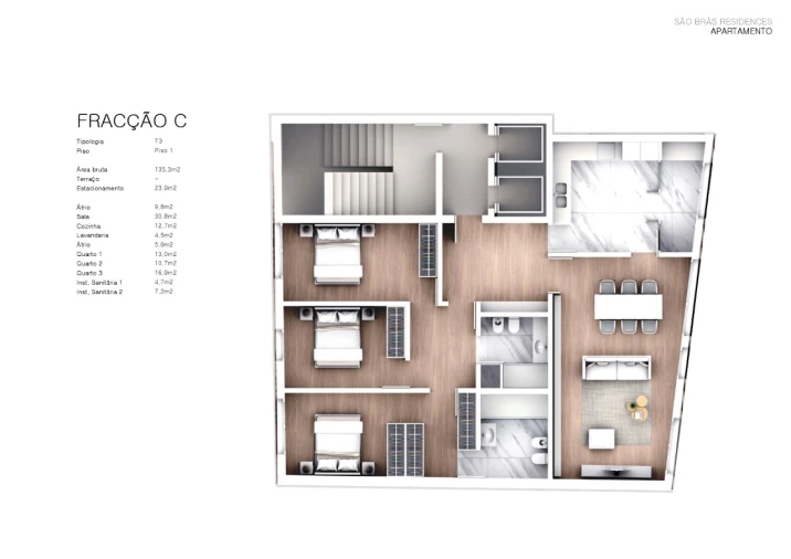 Apartamento T3 para Venda em Cedofeita, Santo Ildefonso, Sé, Miragaia, São Nicolau e Vitória Planta 1