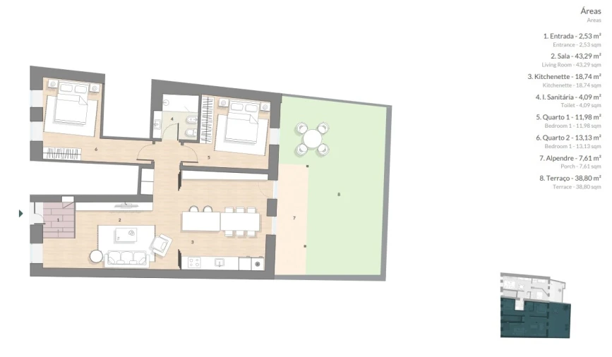 Apartamento T2 para Venda em Santo António Planta 1