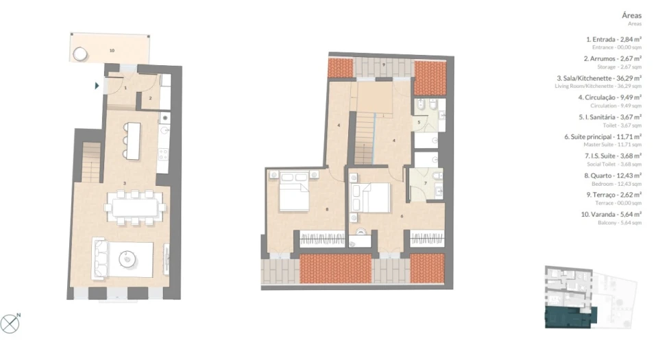 Apartamento T2 para Venda em Santo António Planta 1