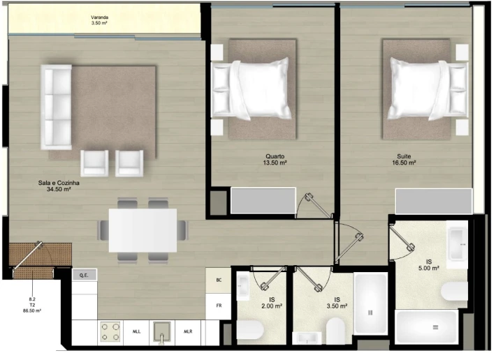 Apartamento T2 para Venda em Campolide Planta 1