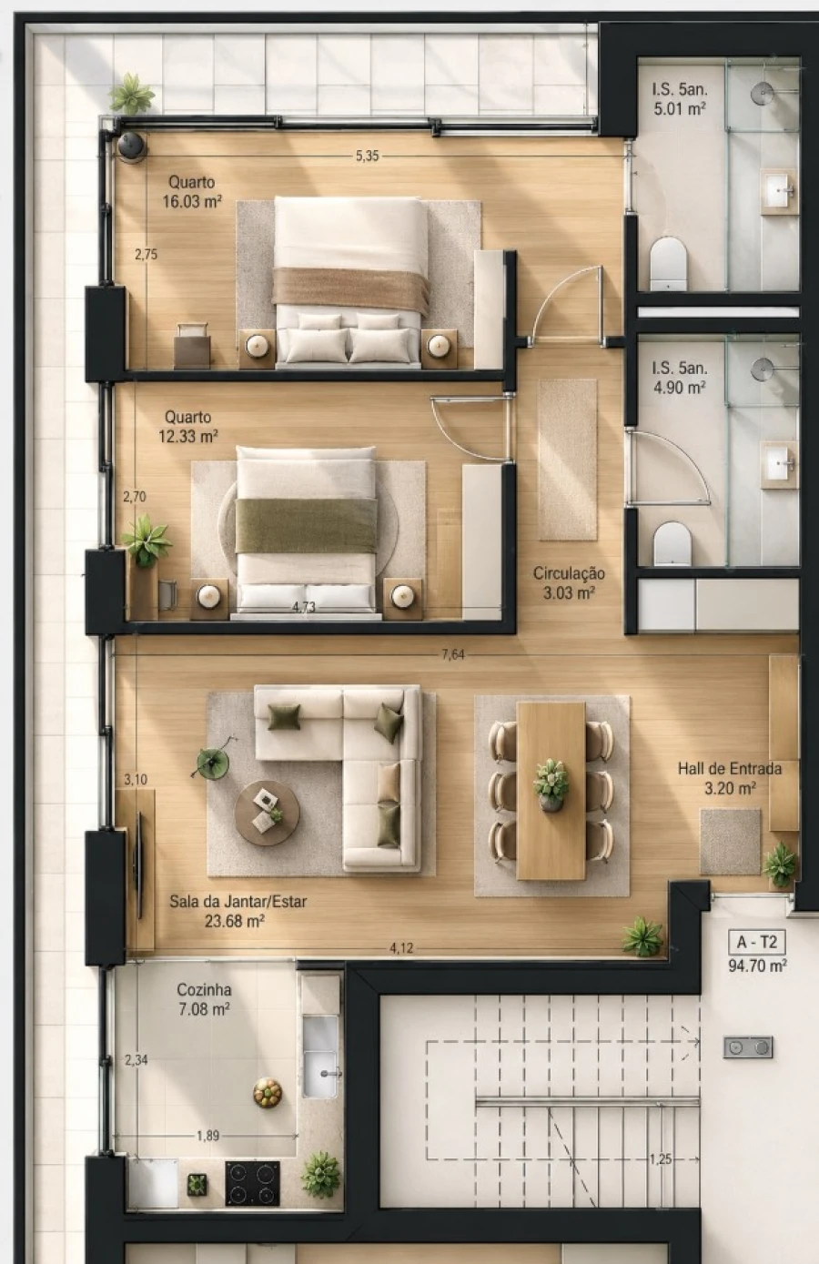 Apartamento T2 para Venda em Real, Ataíde e Oliveira Planta 1