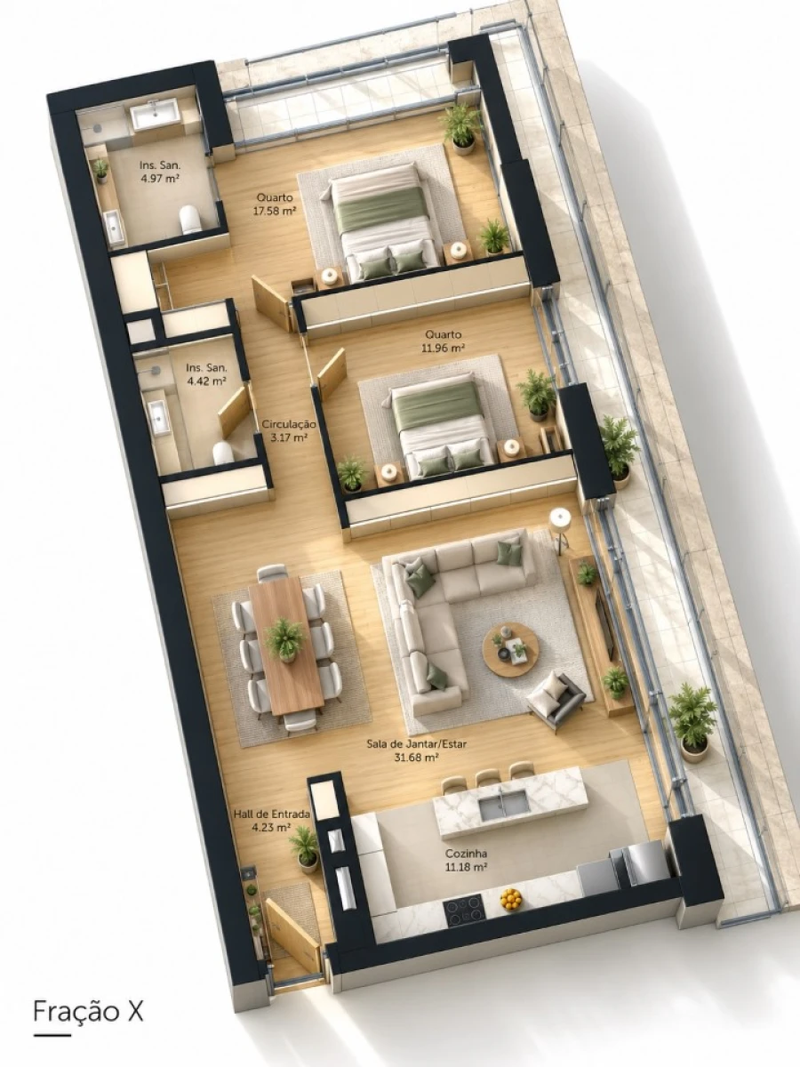 Apartamento T2 para Venda em Real, Ataíde e Oliveira Planta 1