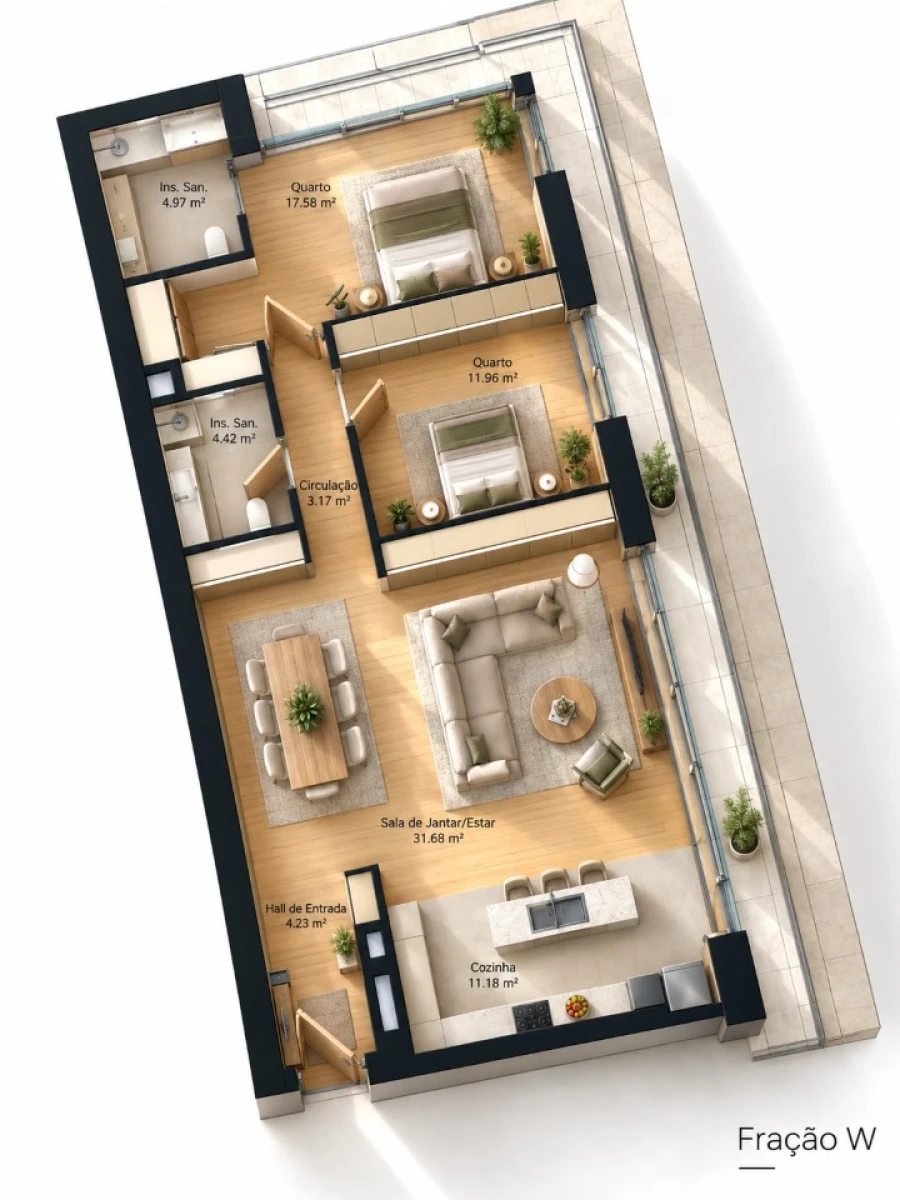 Apartamento T2 para Venda em Real, Ataíde e Oliveira Planta 1