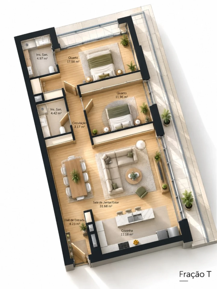 Apartamento T2 para Venda em Real, Ataíde e Oliveira Planta 1