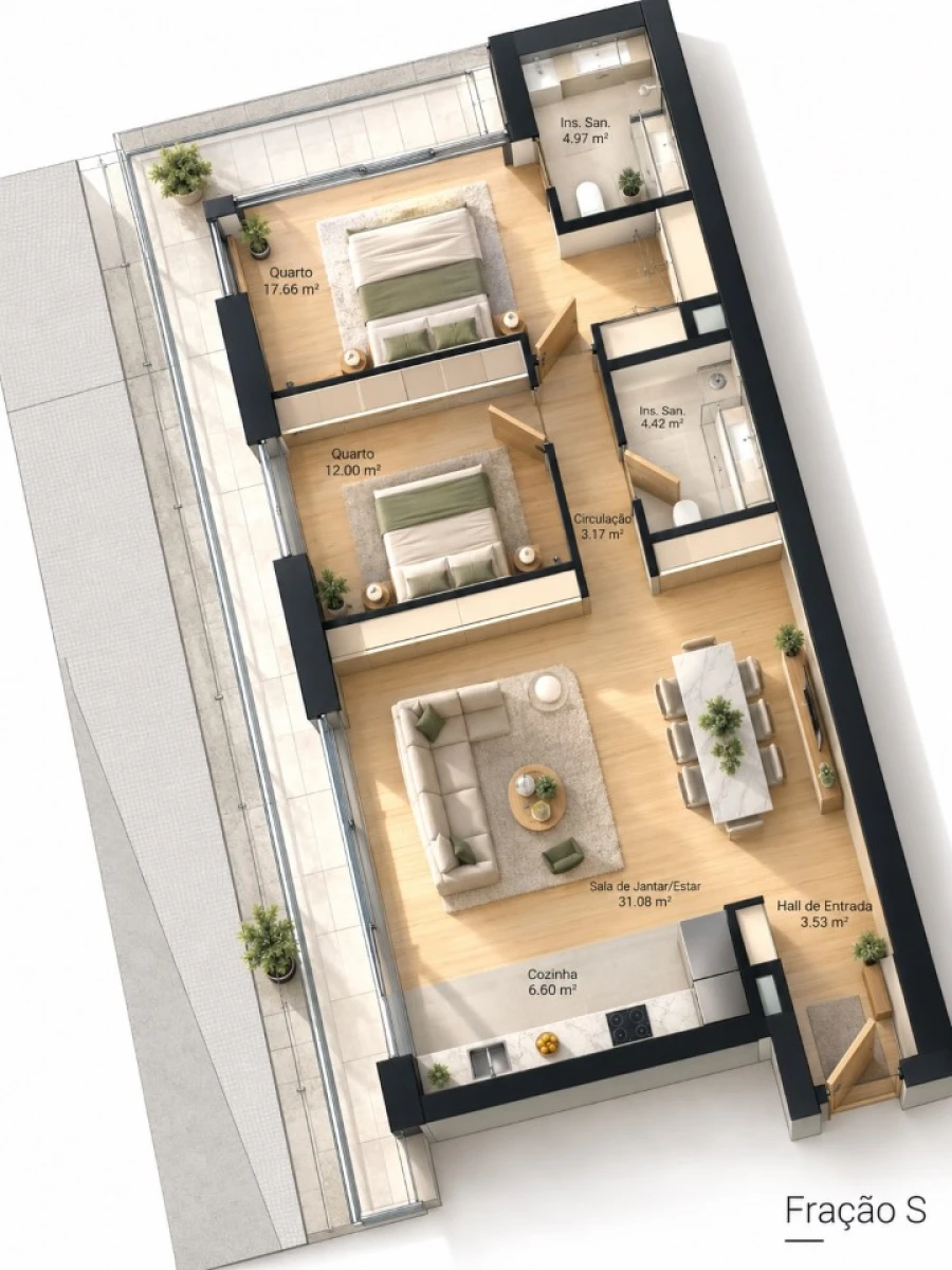 Apartamento T2 para Venda em Real, Ataíde e Oliveira Planta 1
