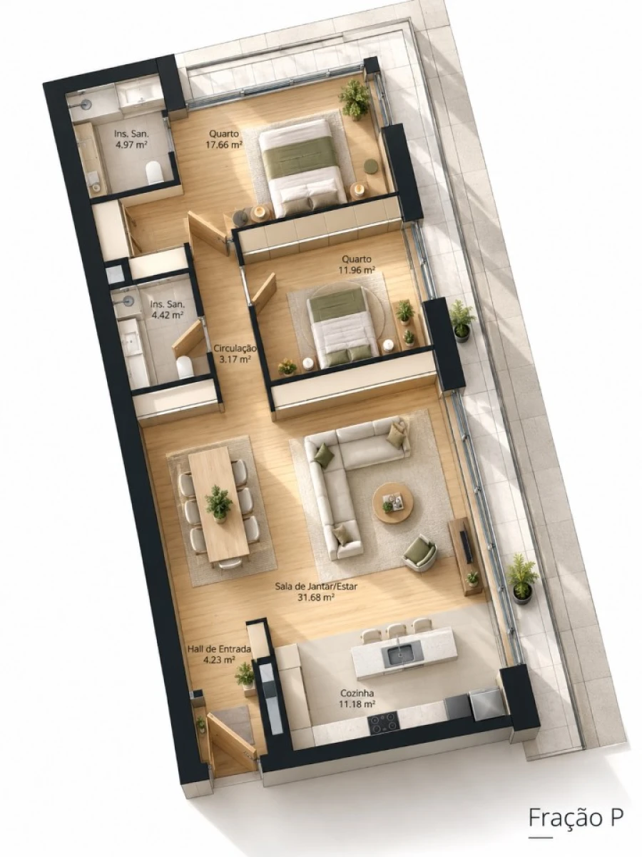 Apartamento T2 para Venda em Real, Ataíde e Oliveira Planta 1