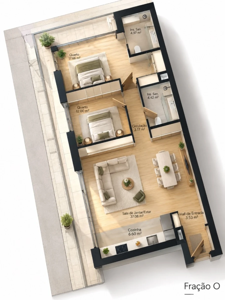 Apartamento T2 para Venda em Real, Ataíde e Oliveira Planta 1