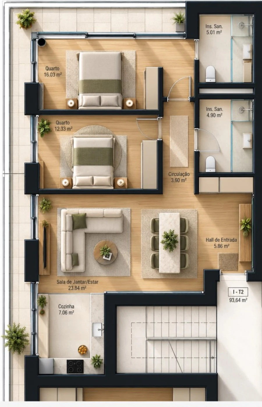 Apartamento T2 para Venda em Real, Ataíde e Oliveira Planta 1