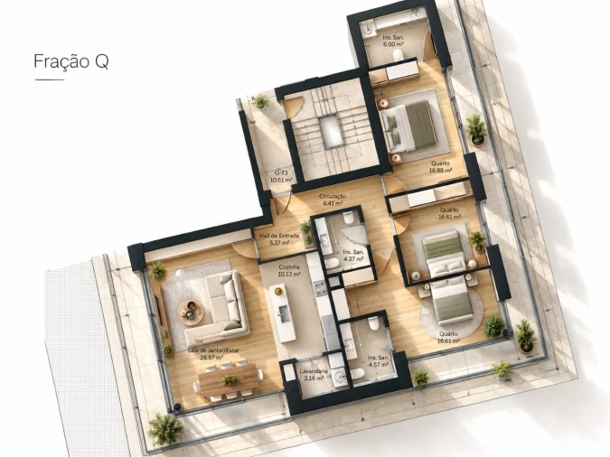 Apartamento T3 para Venda em Real, Ataíde e Oliveira Planta 1