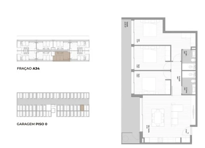 Apartamento T3 para Venda em Fânzeres e São Pedro da Cova Planta 1