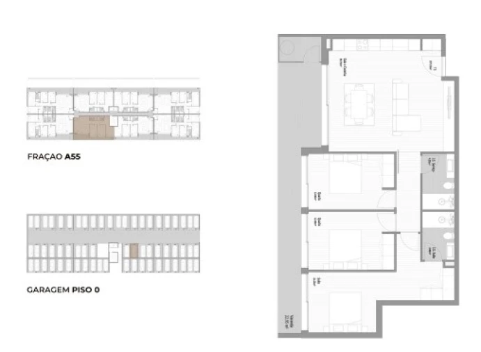 Apartamento T3 para Venda em Fânzeres e São Pedro da Cova Planta 1