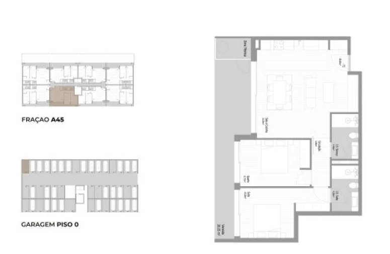 Apartamento T2 para Venda em Fânzeres e São Pedro da Cova Planta 1
