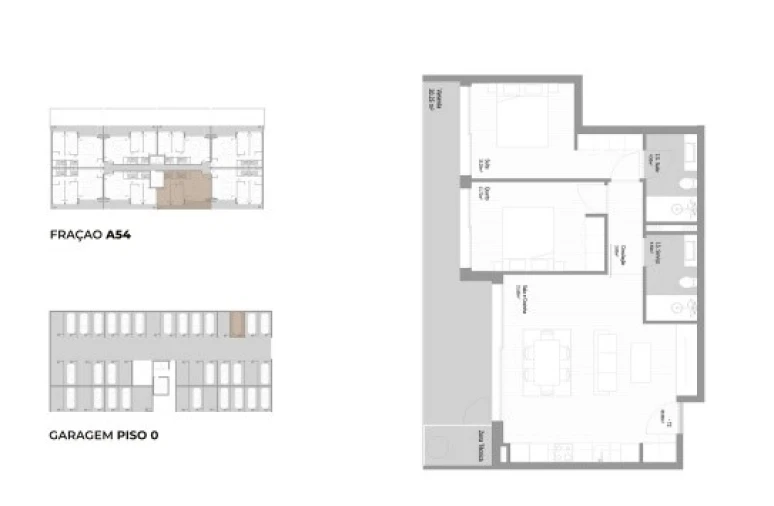 Apartamento T2 para Venda em Fânzeres e São Pedro da Cova Planta 1