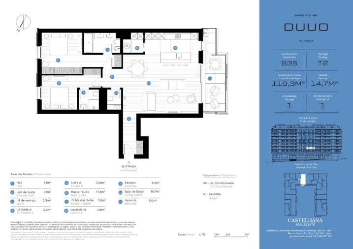 Apartamento T2 para Venda em Avenidas Novas Planta 1