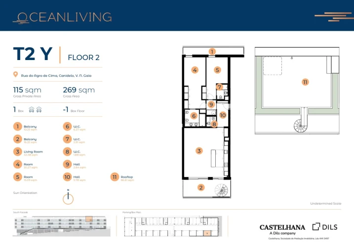 Apartamento T2 para Arrendamento em Madalena Planta 1