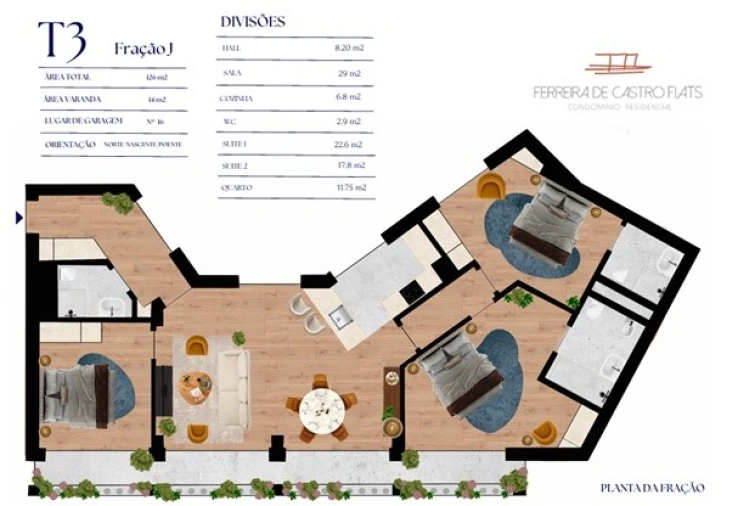 Apartamento T3 para Venda em Bonfim Planta 1