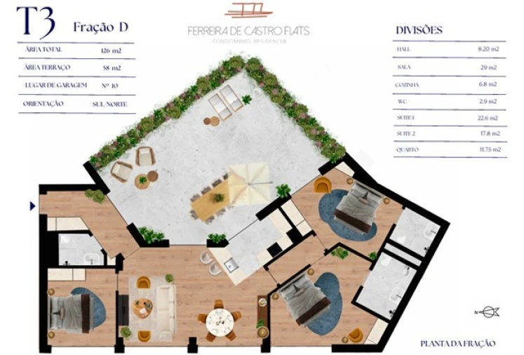 Apartamento T3 para Venda em Bonfim Planta 1