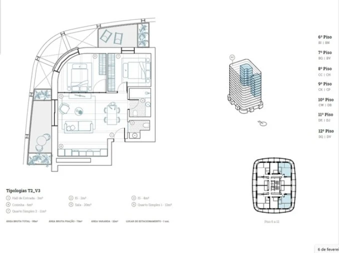 Apartamento T2 para Venda em Paranhos Planta 1
