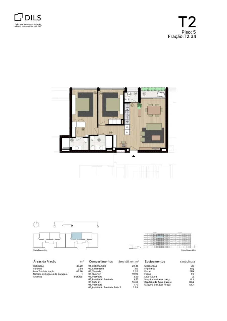 Apartamento T2 para Venda em Matosinhos e Leça da Palmeira Planta 1