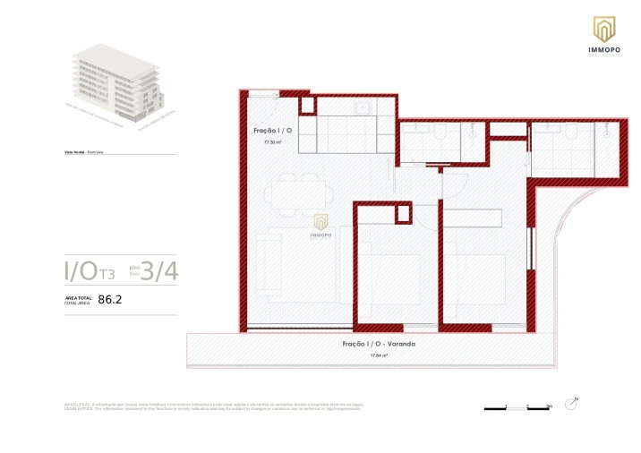 Apartamento T3 para Venda em Ramalde Planta 1