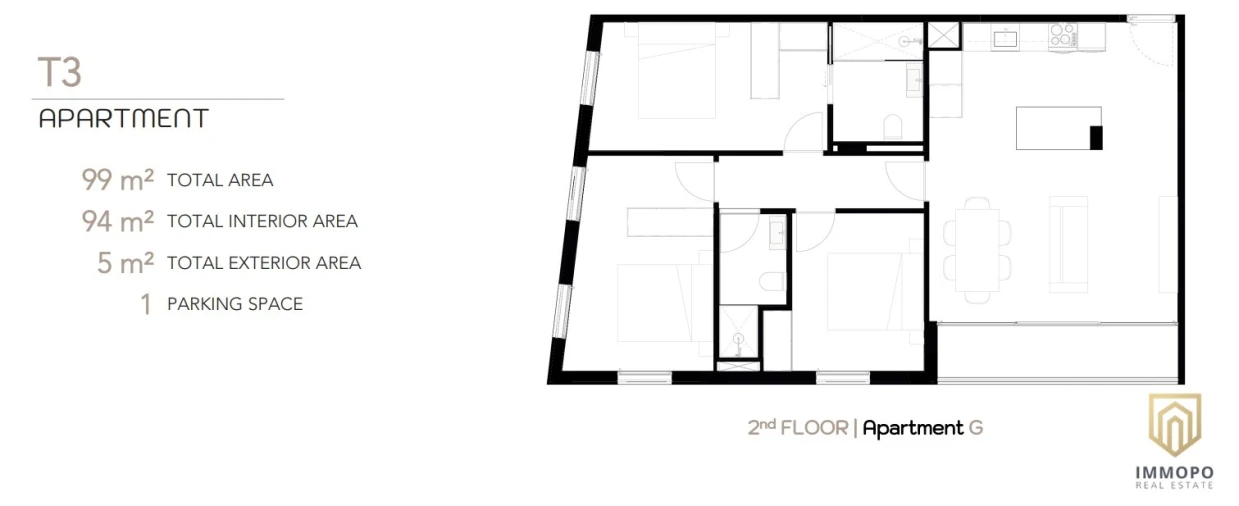 Apartamento T3 para Venda em Ramalde Planta 1