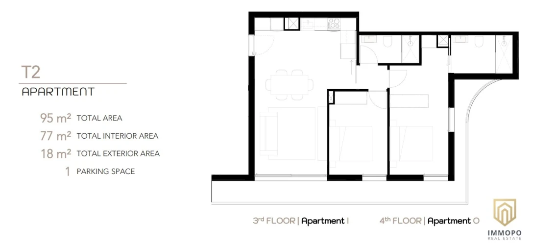 Apartamento T2 para Venda em Ramalde Planta 1