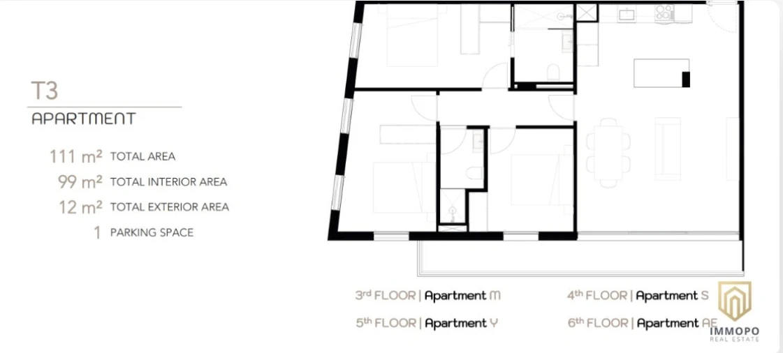 Apartamento T3 para Venda em Ramalde Planta 1