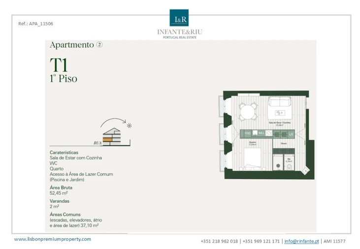 Apartamento T1 para Venda em Santo António Planta 1