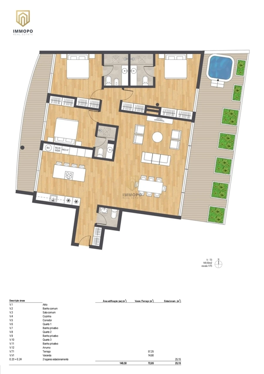 Apartamento T3 para Venda em Bonfim Planta 1