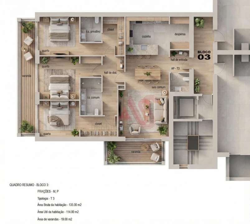 Apartamento T3 para Venda em Infias Foto 12