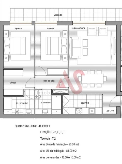 Apartamento T2 para Venda em Infias