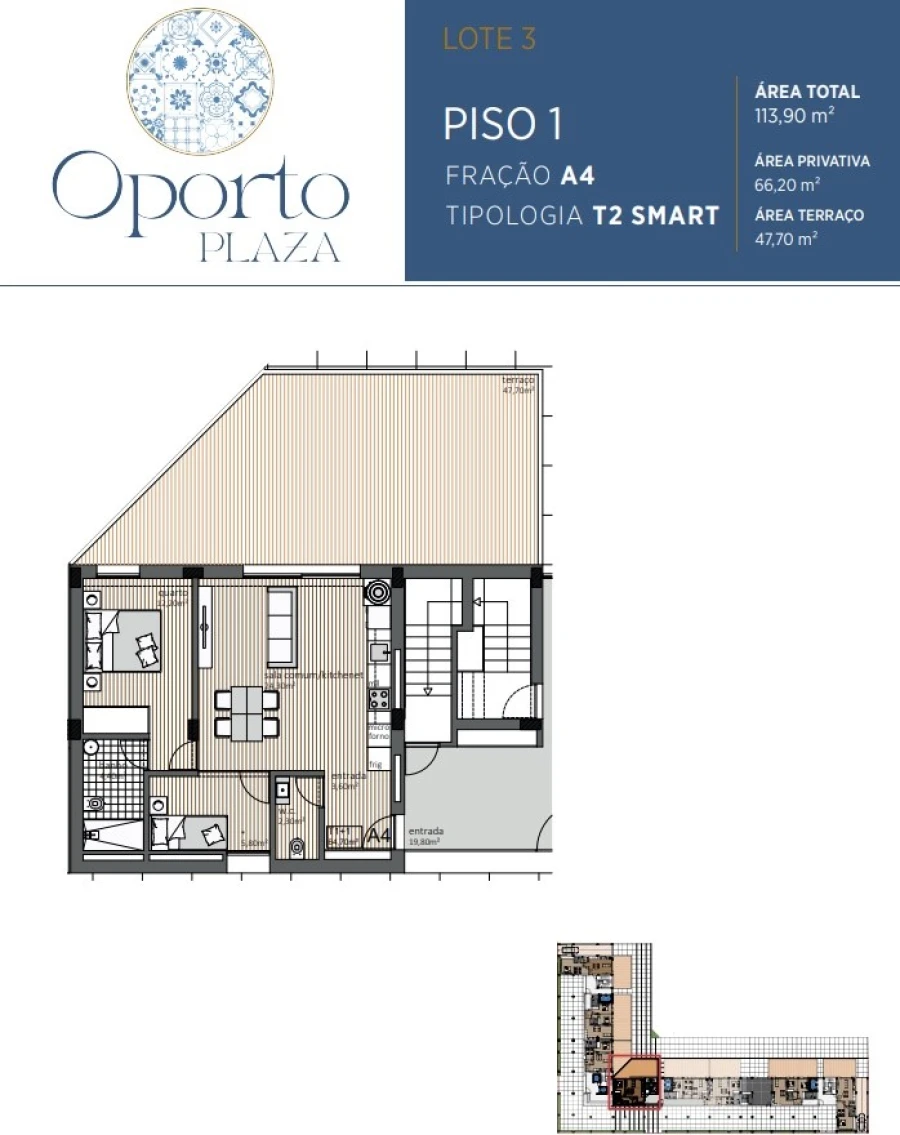 Apartamento T2 para Venda em Paranhos Planta 1