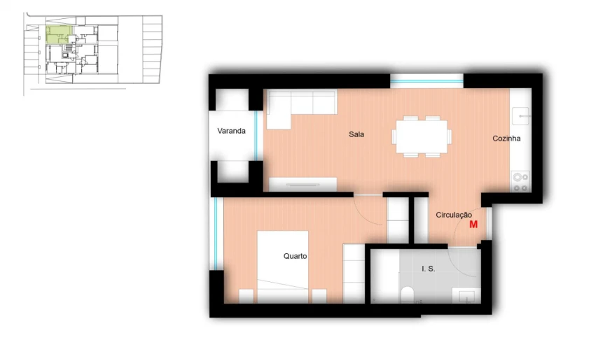Apartamento T1 para Venda em Glória e Vera Cruz Foto 12
