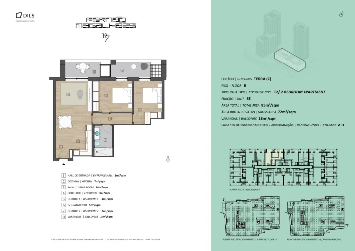 Apartamento T2 para Venda em Bonfim Planta 1