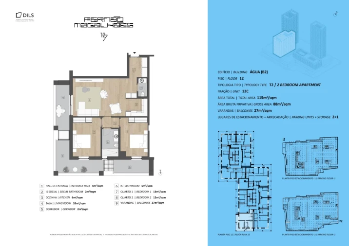 Apartamento T2 para Venda em Bonfim Planta 1