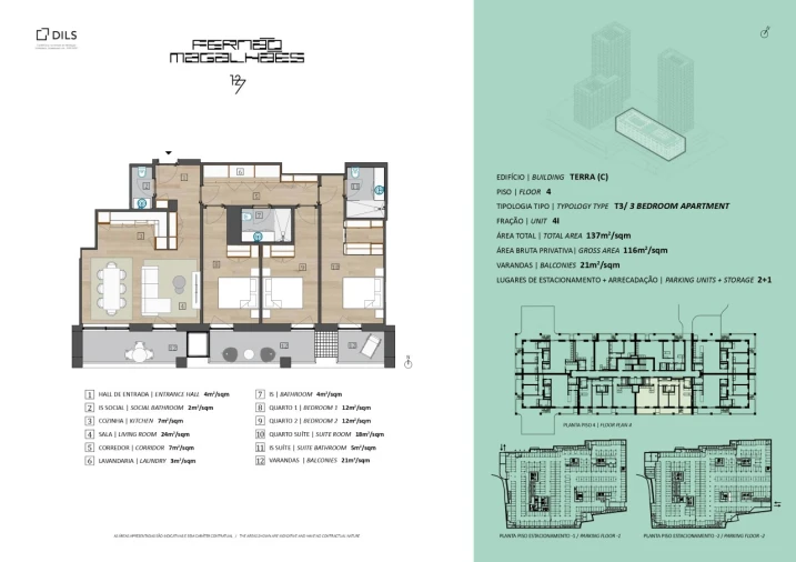 Apartamento T3 para Venda em Bonfim Planta 1