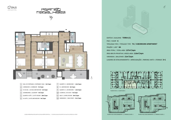 Apartamento T3 para Venda em Bonfim Planta 1
