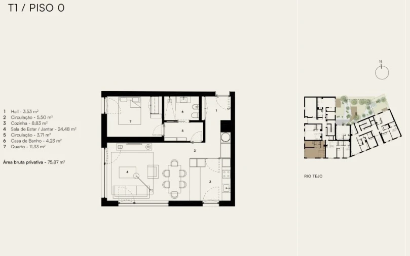 Apartamento T1 para Venda em Alcantara Planta 1